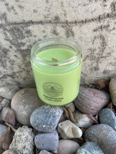Wooden Wick Soy Wax Candle ( Green Apple)